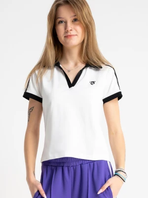 Biała bluzka z kontrastowym wykończeniem Reporter