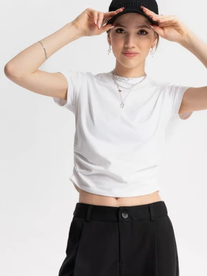 Biała bluzka z marszczonym dołem Reporter