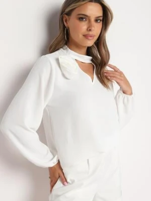 Biała Bluzka z Ozdobnym Dekoltem Gomi j studio