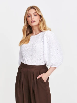 Biała bluzka z ozdobnym haftem Top Secret