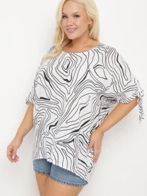 Biała Bluzka z Ozdobnym Wiązaniem przy Rękawach Fialia new collection