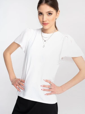 Biała bluzka z ozdobnymi rękawami Reporter