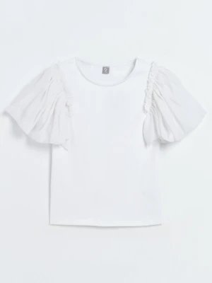 Biała bluzka z ozdobnymi rękawami Reporter