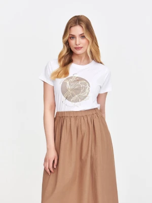 Biała bluzka z połyskującym nadrukiem Top Secret