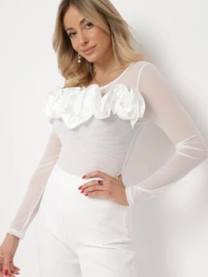 Biała Bluzka z Siateczki Ozdobiona Falbanką Vinria elsa.m by may