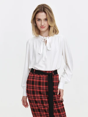 Biała bluzka z wiązaniem przy dekolcie Top Secret