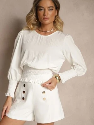 Biała Bluzka z Wiskozą Ozdobiona Ściągaczami Tosara j studio