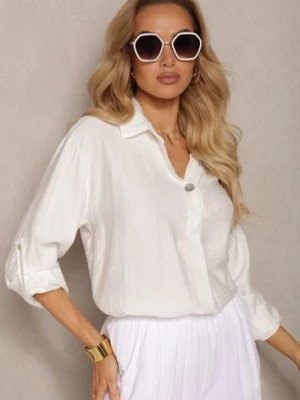 Biała Bluzka z Wiskozy w Stylu Koszuli Zapinana na Guziki Aviessa new collection