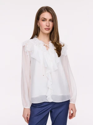 Biała bluzka z żabotem TARANKO