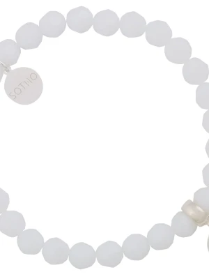 Biała bransoletka kryształy SWAROVSKI® ELEMENTS ze srebrna koniczynką SOTHO