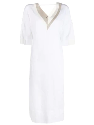 Biała Casual Sukienka Midi Damska Lorena Antoniazzi