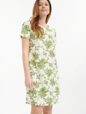 Biała casualowa sukienka w roślinny wzór Greenpoint