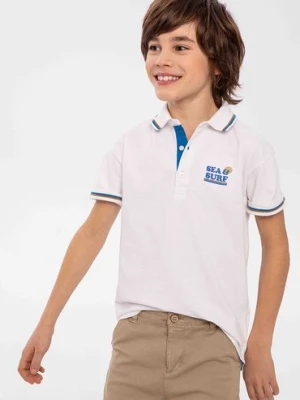 Biała chłopięca bluzka polo z krótkim rękawem Minoti