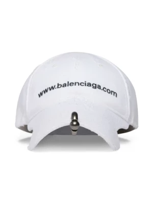 Biała czapka z haftowanym logo Balenciaga