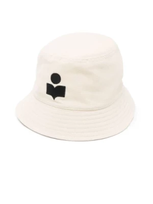 Biała czapka z haftowanym logo z przodu Isabel Marant