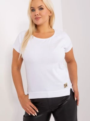 Biała damska bluzka plus size z rozcięciami RELEVANCE