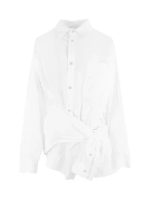 Biała Dekonstrukcyjna Koszula z Bawełny Poplinowej Balenciaga