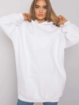 Biała długa bluza damska kangurka Roselle z kapturem BASIC FEEL GOOD
