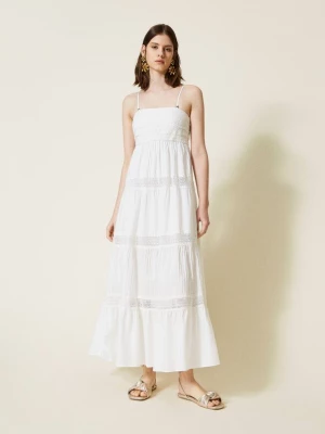 Biała długa koronkowa sukienka gorsetowa Twinset