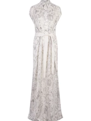 Biała Długa Sukienka z Jedwabiu Fabiana Filippi