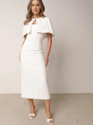 Biała Dopasowana Elegancka Sukienka VICES z Pelerynką Celareca