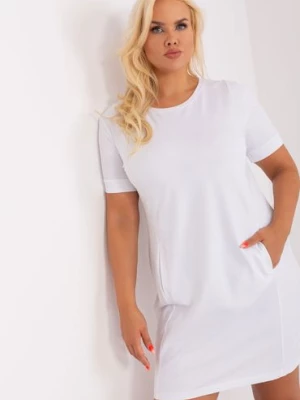 Biała dresowa sukienka damska plus size z bawełny RELEVANCE