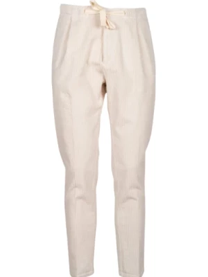 Biała elastyczna bawełniana spodnie z efektem aksamitu Entre amis
