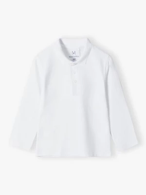 Biała elegancka bluzka chłopięca polo - długi rękaw 5.10.15.