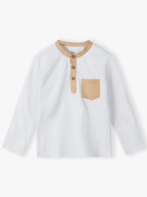 Biała elegancka bluzka chłopięca z długim rękawem z bawełny 5.10.15.