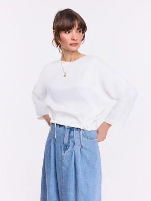 Biała elegancka bluzka z satynowej wiskozy TARANKO