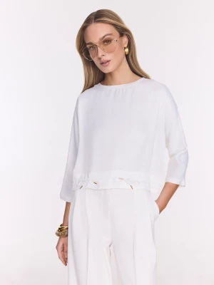 Biała elegancka bluzka z satynowej wiskozy TARANKO