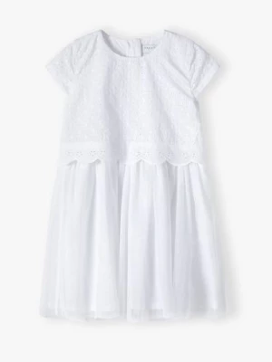 Biała elegancka sukienka z krótkim rękawem dla dziewczynki Max & Mia by 5.10.15.