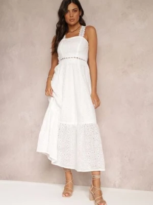 Biała Haftowana Sukienka Maxi z Koronką Norgann elsa.m by may