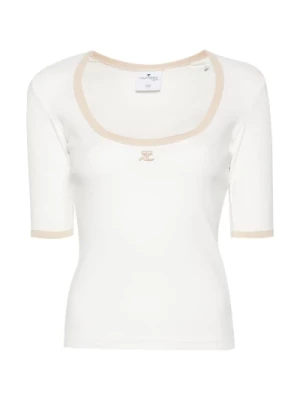 Biała Holistyczna Koszulka z Kontrastem Courrèges