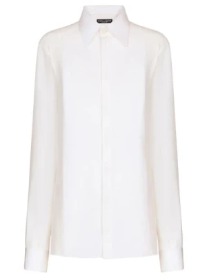 Biała Jedwabna Koszula Crepe-de-Chine Dolce & Gabbana