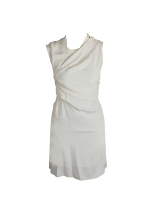 Biała Jedwabna Sukienka z Bocznym Zamkiem Balenciaga
