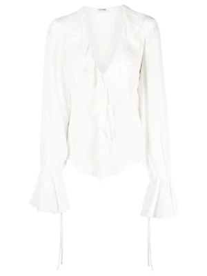 Biała jedwabno-akrylowa damska bluzka Blugirl