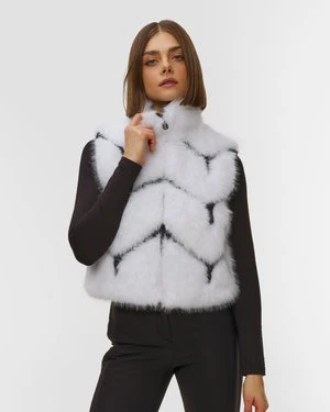 Biała Kamizelka Futerkowa Damska Sportalm