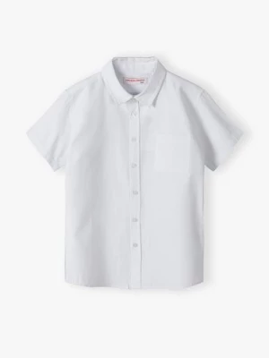 Biała klasyczna koszula chłopięca z kołnierzykiem - krótki rękaw - Lincoln&Sharks Lincoln & Sharks by 5.10.15.