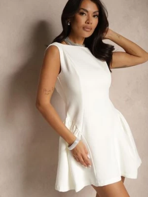 Biała Koktajlowa Rozkloszowana Sukienka z Odkrytymi Plecami Terretia retro & icone