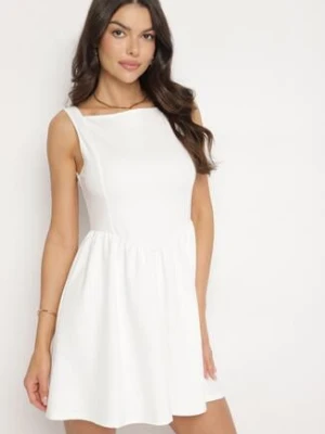 Biała Koktajlowa Rozkloszowana Sukienka z Wiskozą Tilavelle by swan