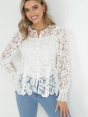 Biała Koronkowa Bluzka z Długim Rękawem i Topem Padilla elsa.m by may