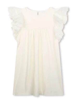 Biała koronkowa Sukienka z falbanami i plisami Chloé