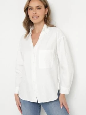 Biała Koszula Bawełniana w Delikatne Prążki Lissse bludeise