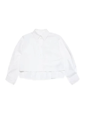 Biała Koszula Bawełniana z Motywem Numeru Maison Margiela
