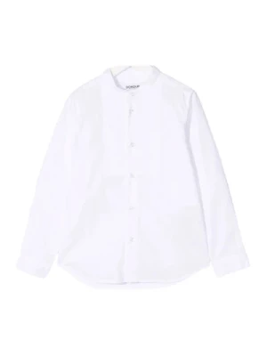 Biała koszula bez kołnierzyka z haftowanym logo Dondup