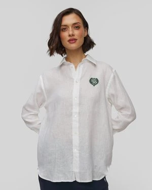 Biała Koszula Lniana Damska Polo Ralph Lauren Wimbledon