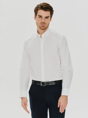 Biała koszula męska w czarne kropki Pako Lorente