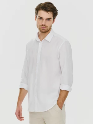 Biała koszula męska z lnu i bawełny Pako Lorente