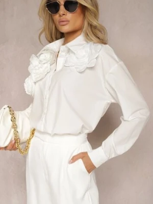 Biała Koszula o Klasycznym Kroju z Aplikacją w Kształcie Kwiatów Neobba elsa.m by may